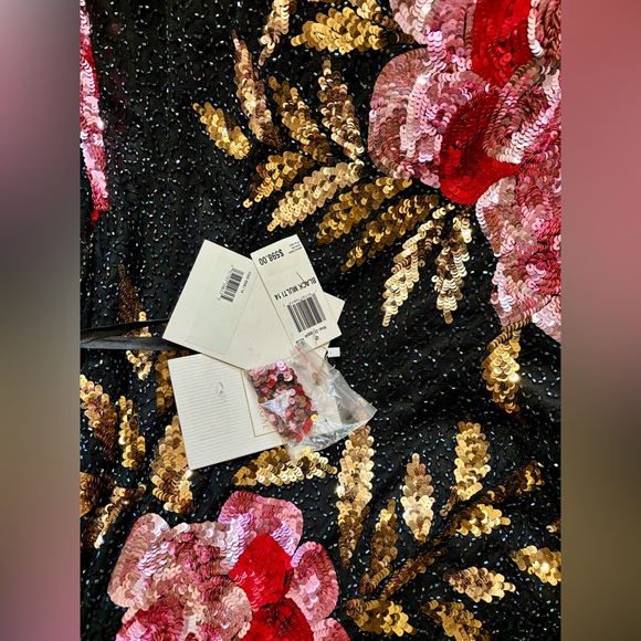 NWT Mac Duggal Black 4566 Embellished Floral Long Sleeve Gown 14 - Picture 10 of 12